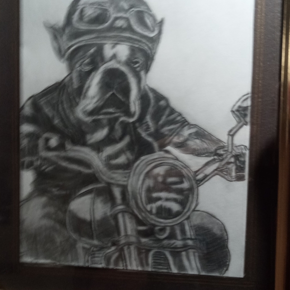 Hand Drawn Artwork by me of Hound on a Harley Davidson or Hog - Picture 2 of 4